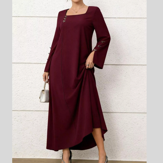 Square Neck Flare Sleeve Maxi Dress