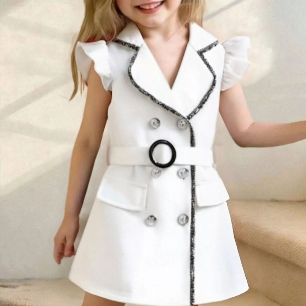 Children's Double Breasted Belt Dress