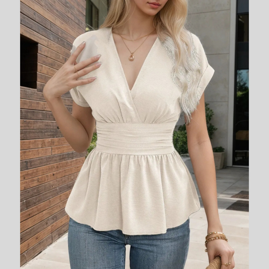 Surplice Short Sleeve Blouse