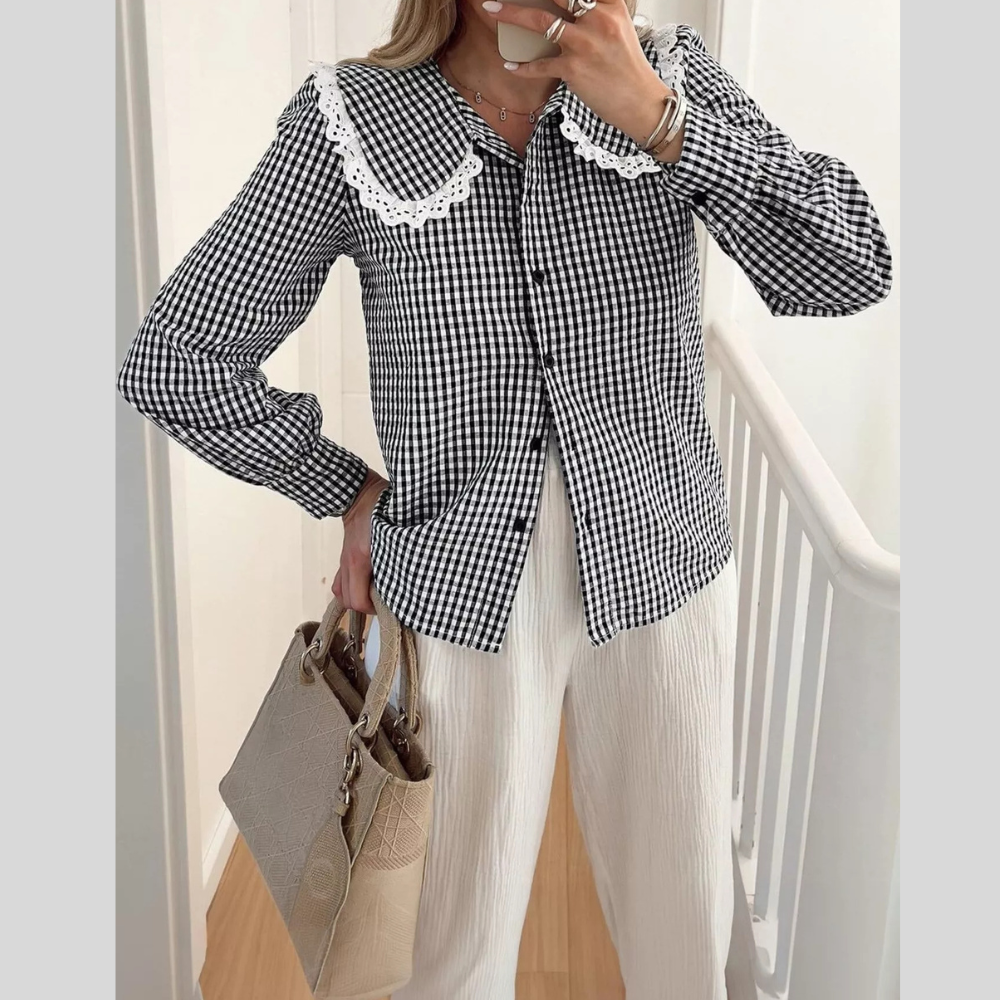 Lace Peter Pan Collar Button Up Shirt