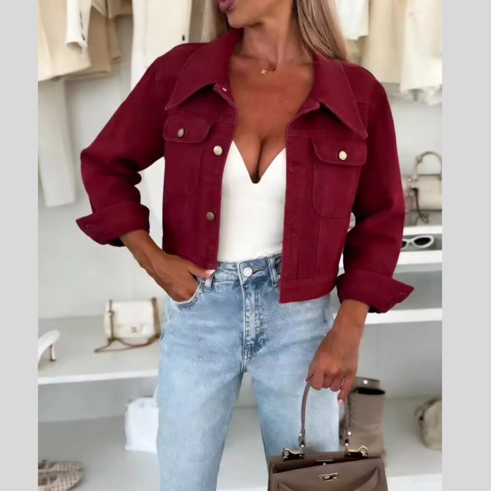 Full Size Chic Cropped Denim Jacket Plus Size