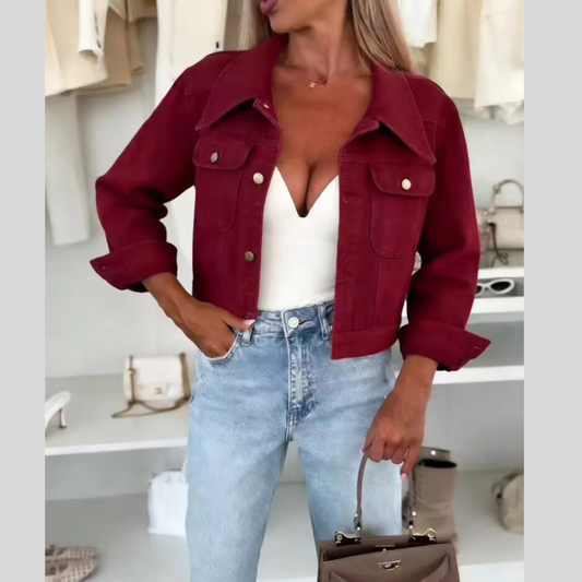 Full Size Chic Cropped Denim Jacket Plus Size
