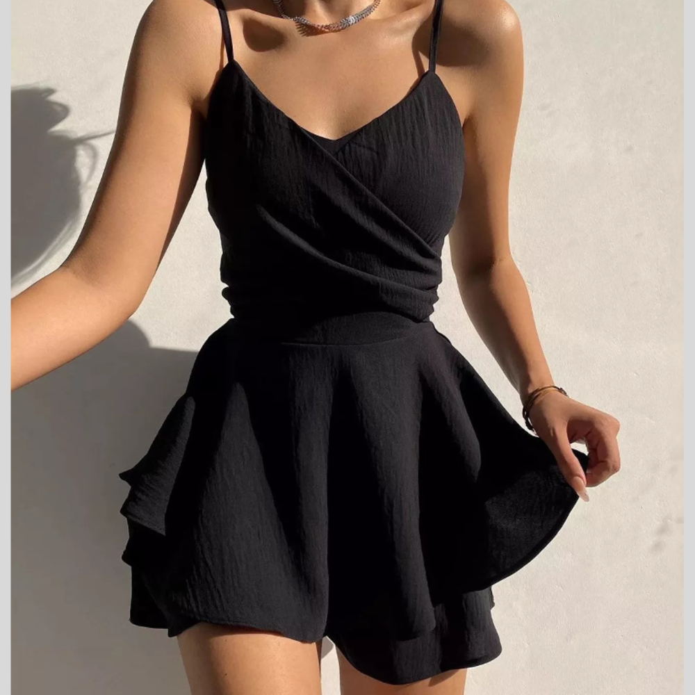 Spaghetti Strap Ruffled Romper
