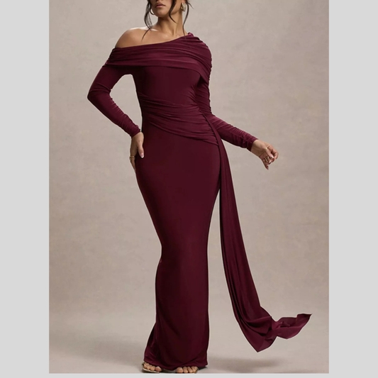 One-Shoulder Ruched Maxi Dress
