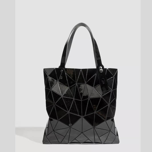 Geometric Glossy Paneled Handbag
