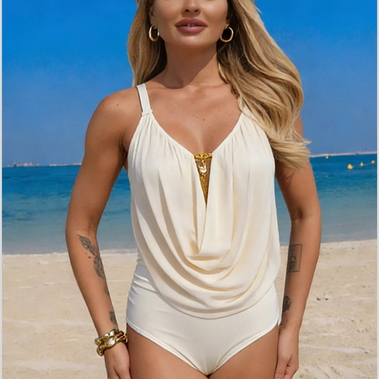 Ruched Solid Color One-Piece Swimsuit