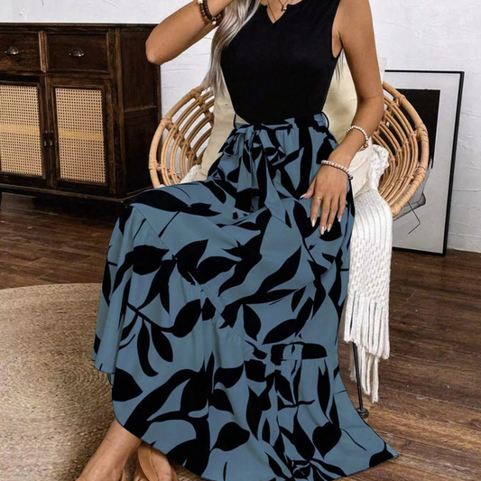 Sleeveless Floral Print Maxi Dress