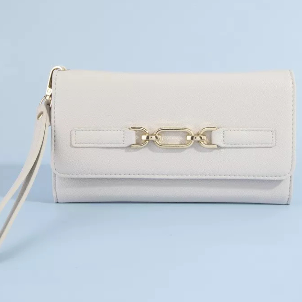 Fame Vegan Leather Chain Buckle Wristlet Wallet