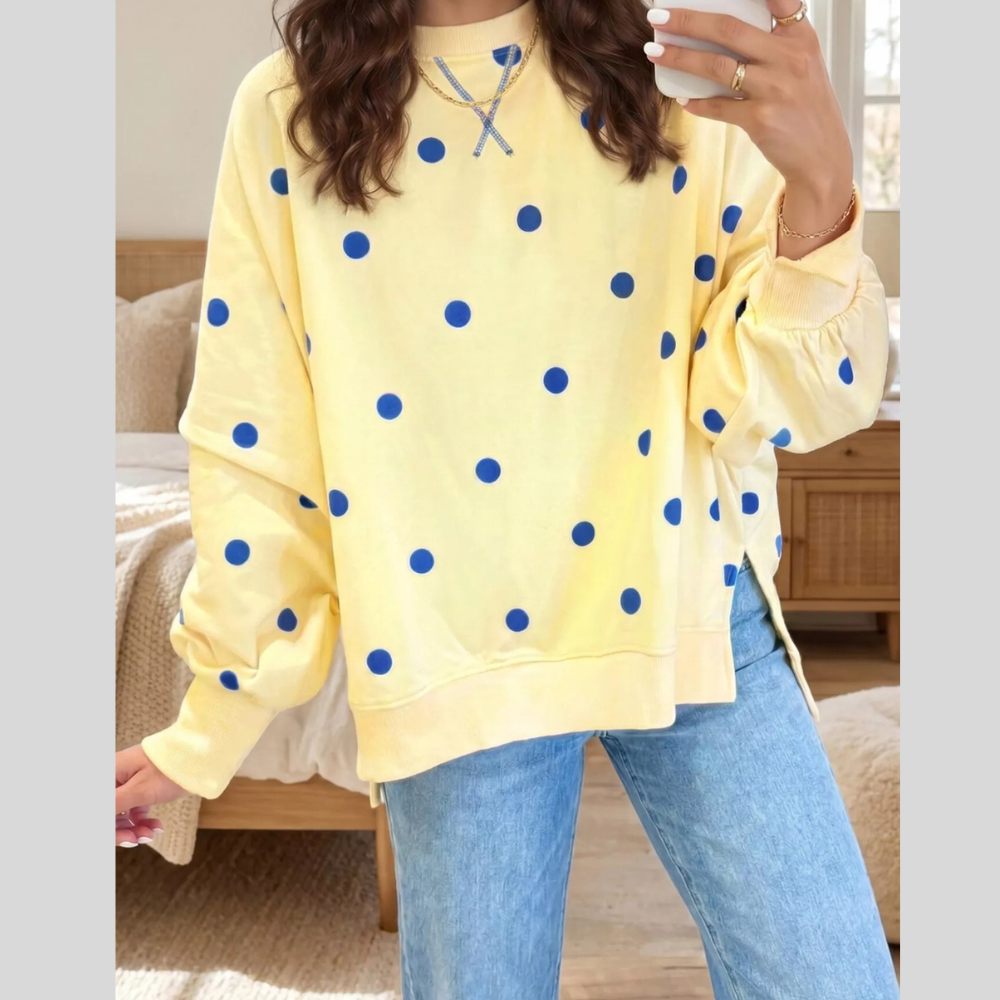 Side Slit Polka Dot Oversized Sweatshirt