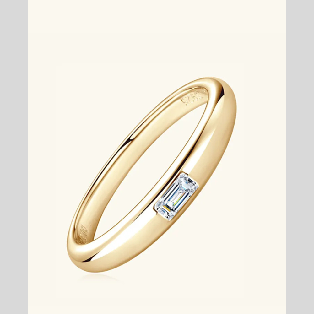 925 Sterling Silver Inlaid Moissanite Ring