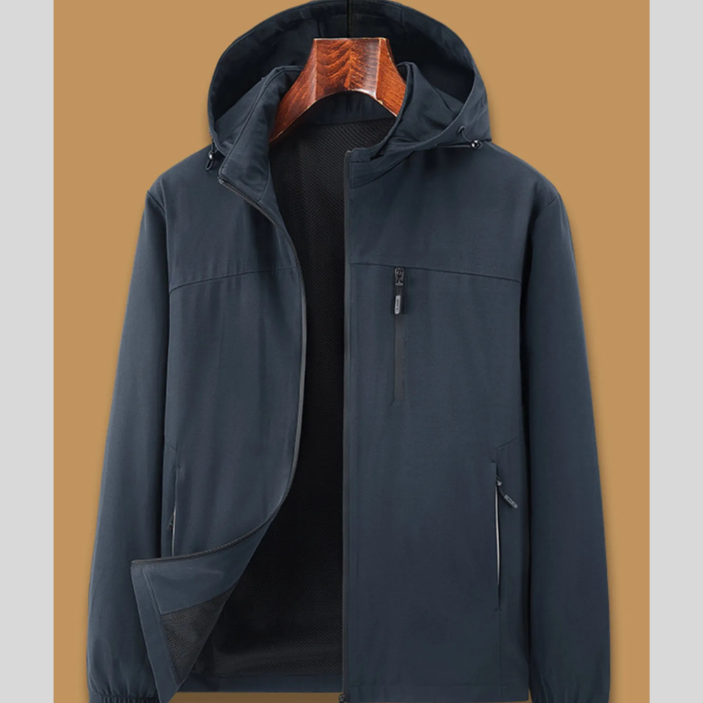Men's Essential Long Sleeve Hooded Zip Jacket