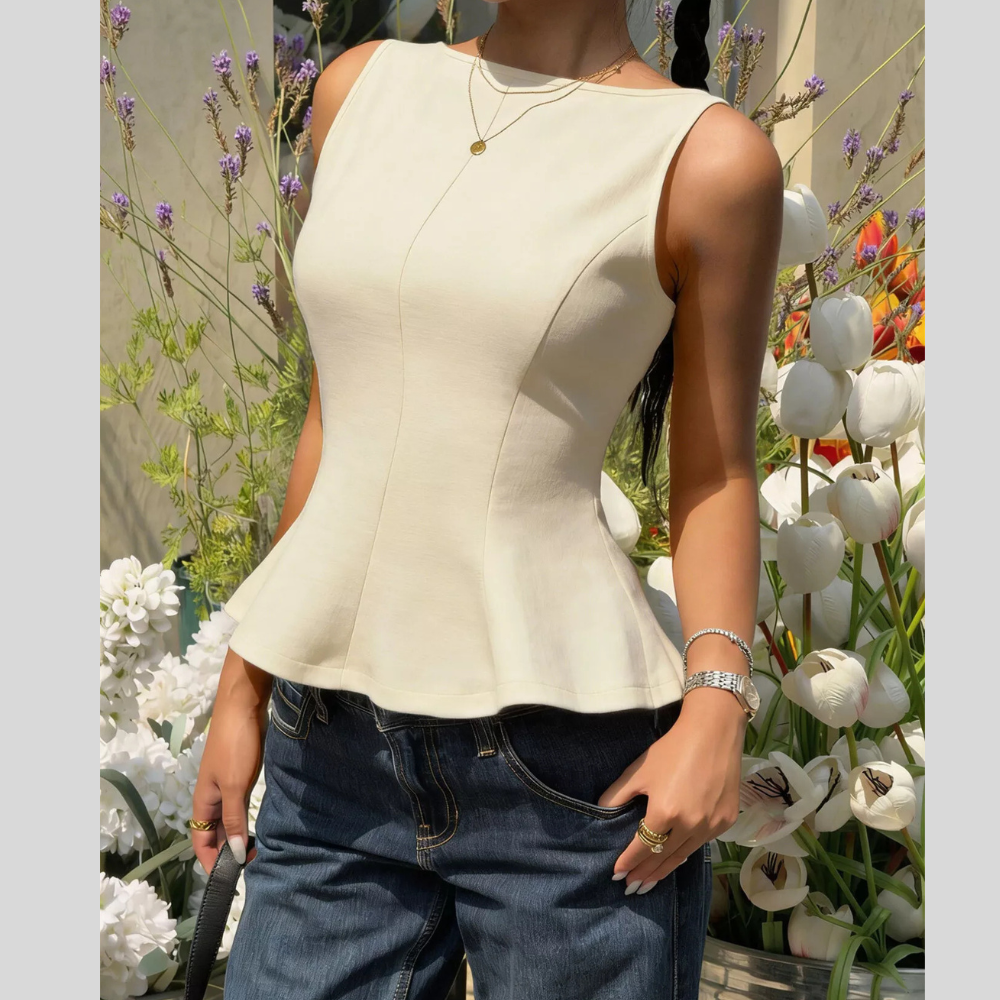 Backless Peplum Tank Top with Bow Tie