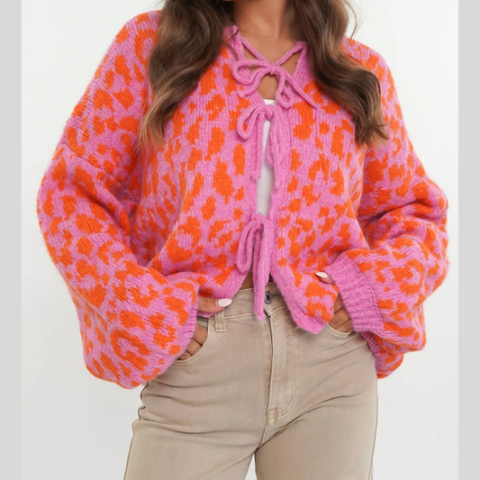 Leopard Tie-Front Cardigan