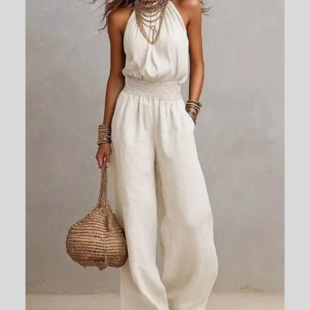 Elegant Halter Neck Wide-Leg Jumpsuit