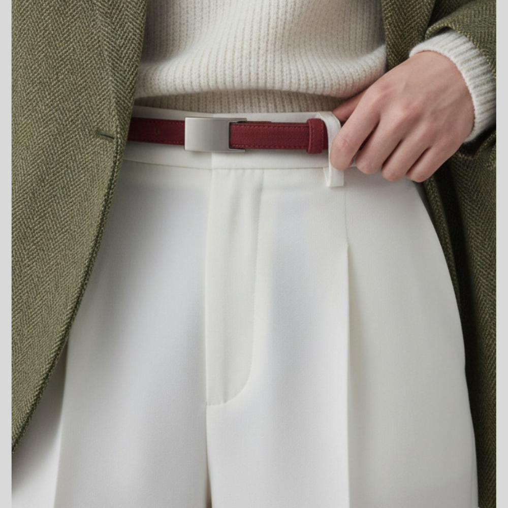 Silver Buckle Skinny Belt