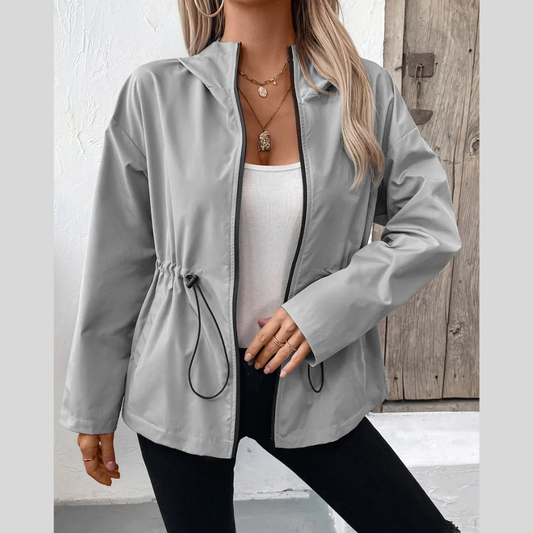 Ivy Lane Drawstring Zip Up Hooded Jacket
