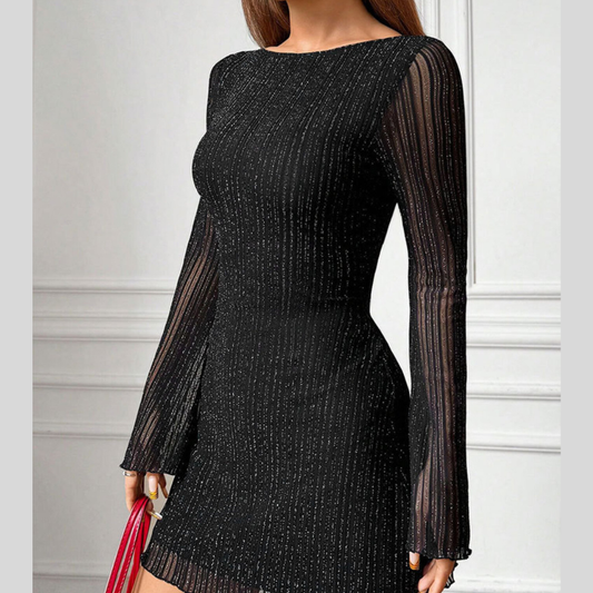 Backless Long Sleeve Mini Dress