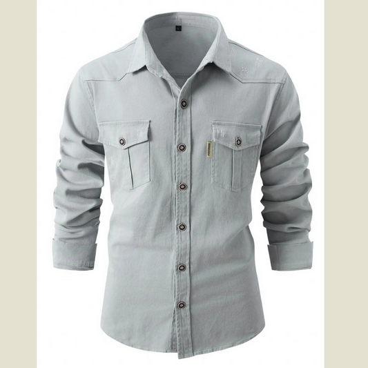 Full Size Men's Classic Plus Size Button-Up Shirt