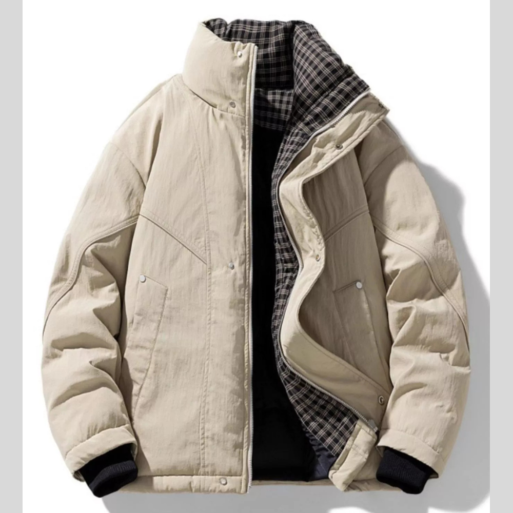 Men's Plus Size Plaid Lined Zip Up Jacket