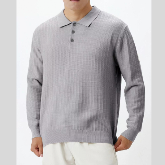 Men's Plus Size Button Detail Ribbed Knit Sweater