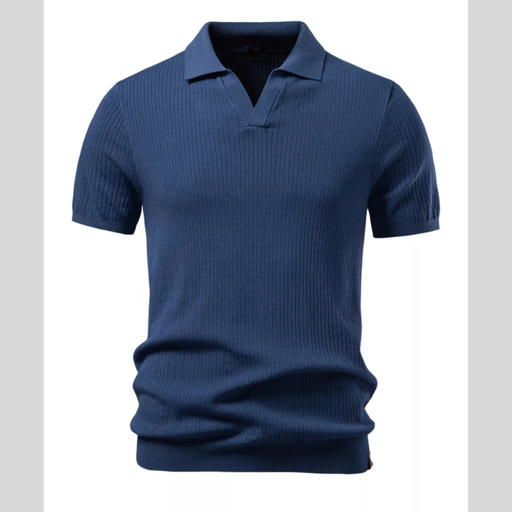 Men's Ribbed Knit Short Sleeve Polo