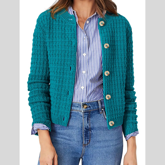 Textured Knit Button-Front Cardigan
