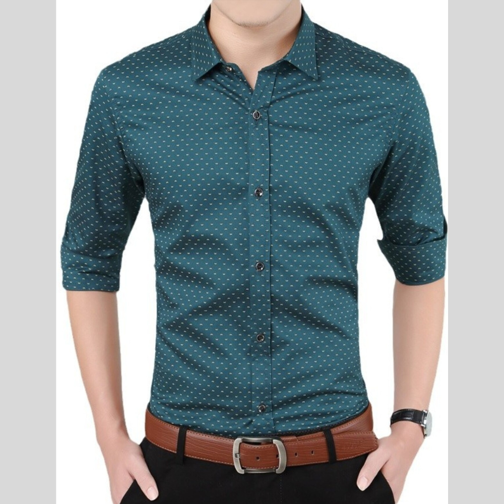 Men's Plus Size Slim Fit Dotted Pattern Shirt