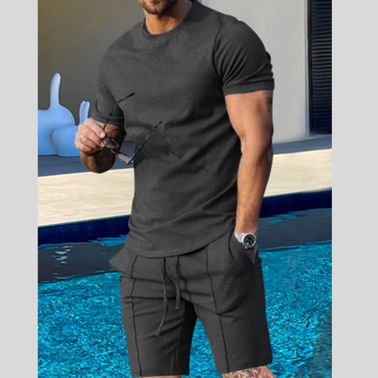 Men’s Plus Size Minimalist Crew Neck Tee and Shorts Set