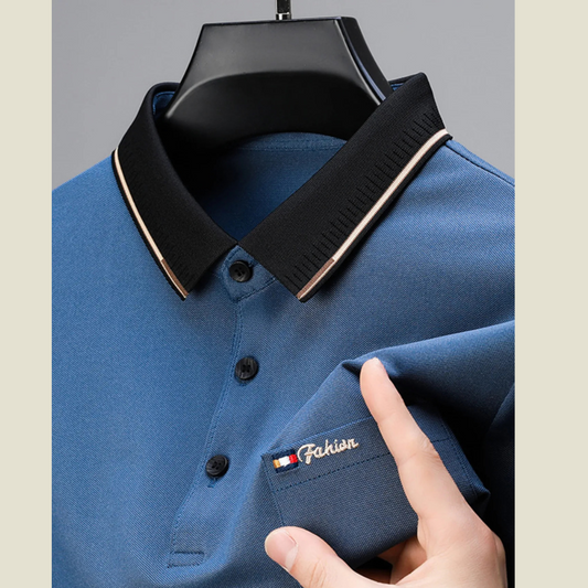 Men's Plus Size Contrast Collar Short Sleeve Polo