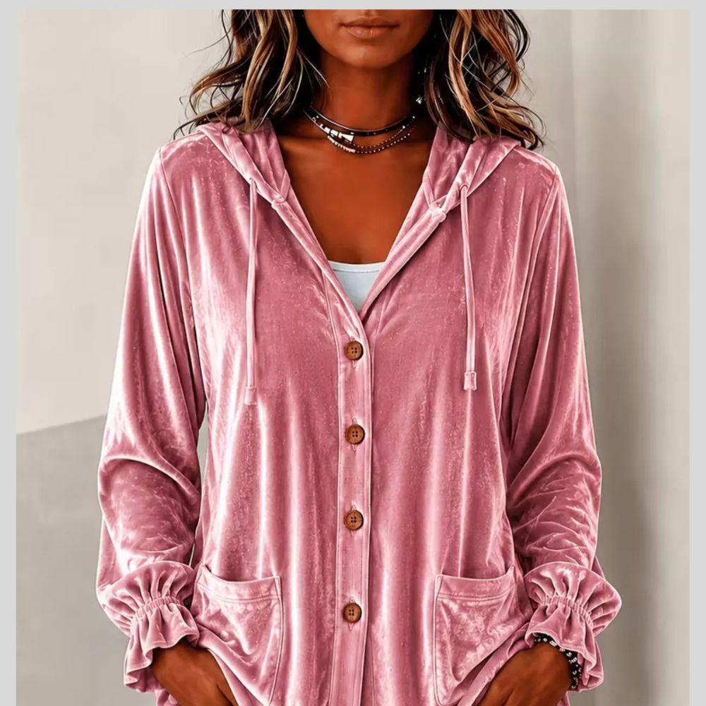 Cozy Hooded Velvet Jacket for Women