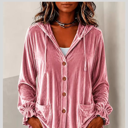 Cozy Hooded Velvet Jacket for Women