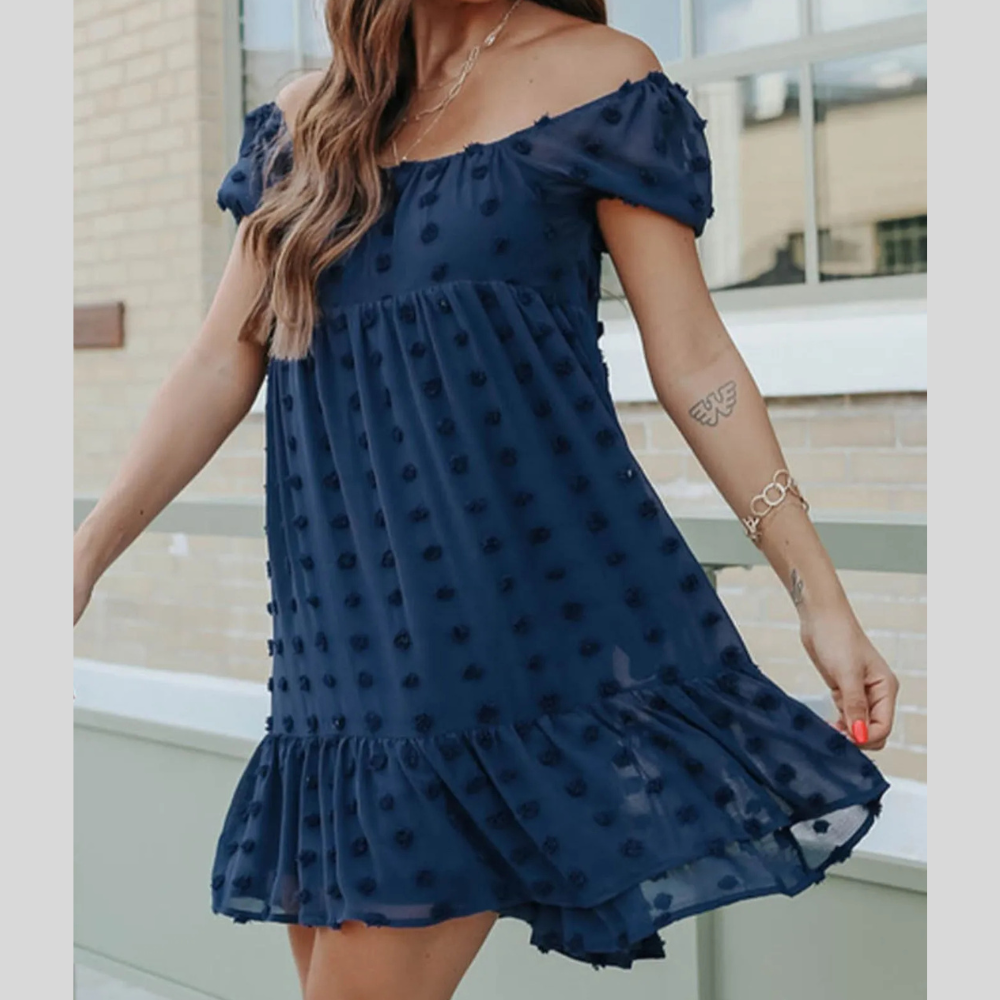 Swiss Dot Square Neck Mini Dress