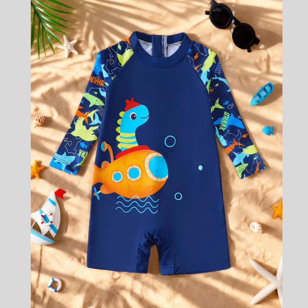 Children's Dinosaur Print Long Sleeve Swimsuit