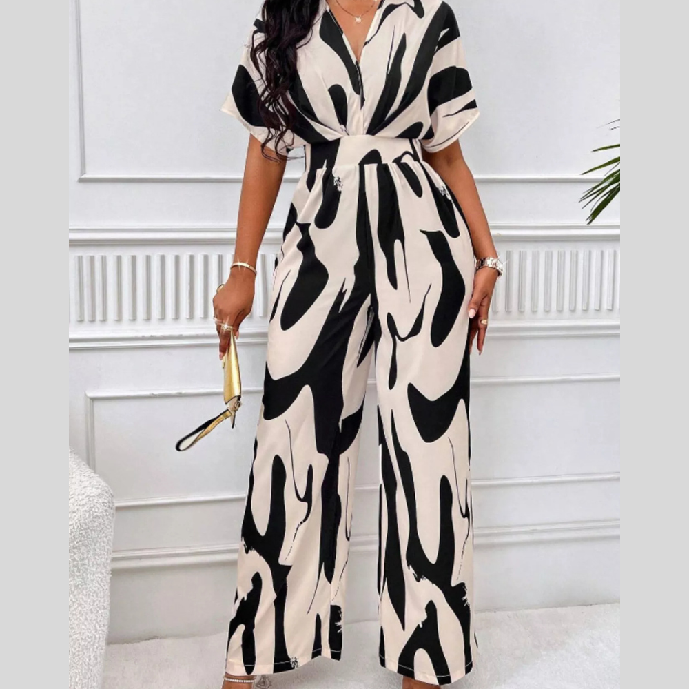 Abstract Print Wide-Leg Jumpsuit