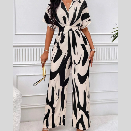 Abstract Print Wide-Leg Jumpsuit