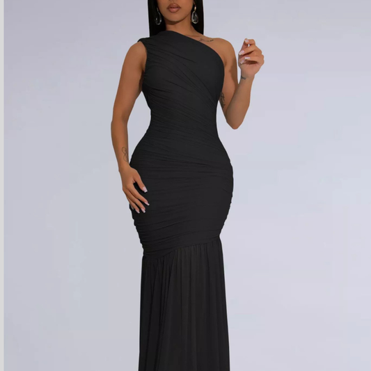 Modern One-Shoulder Party Maxi Dress