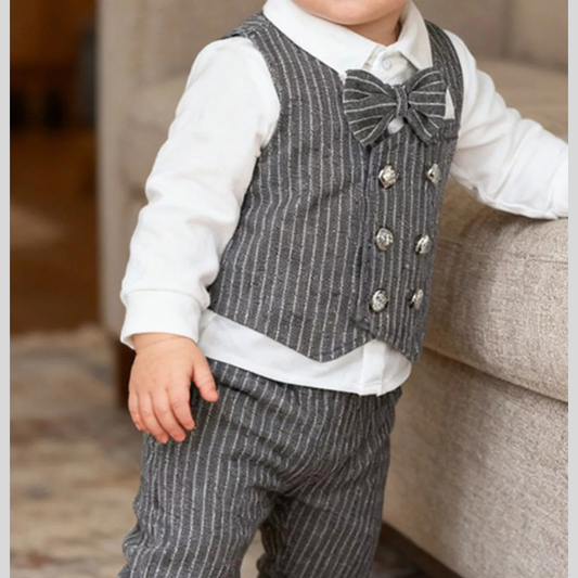Children's Striped Vest and Pants Suit Set