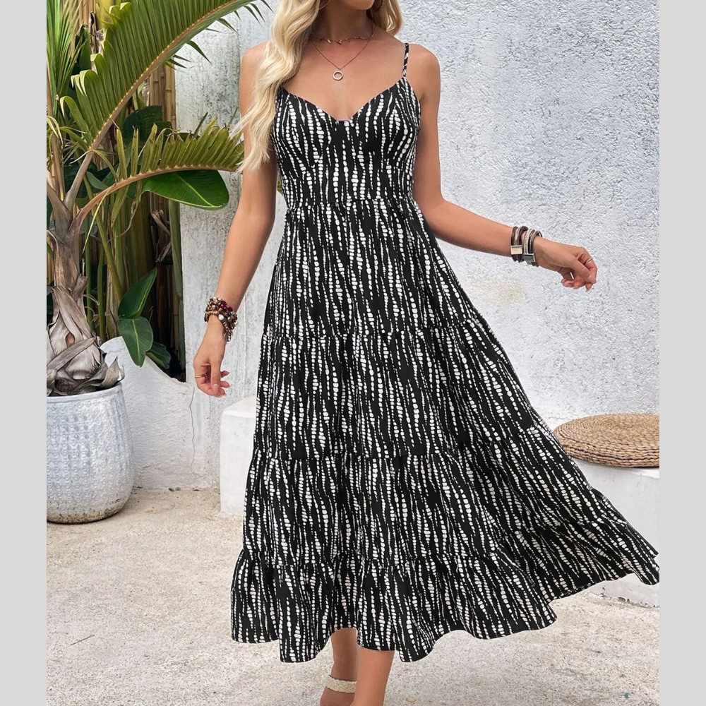 Tie Back Tiered Midi Cami Dress