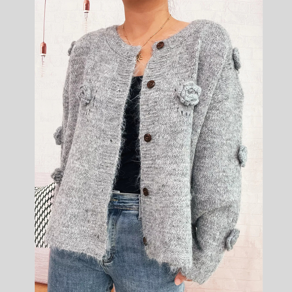 Flower Button-Up Cardigan