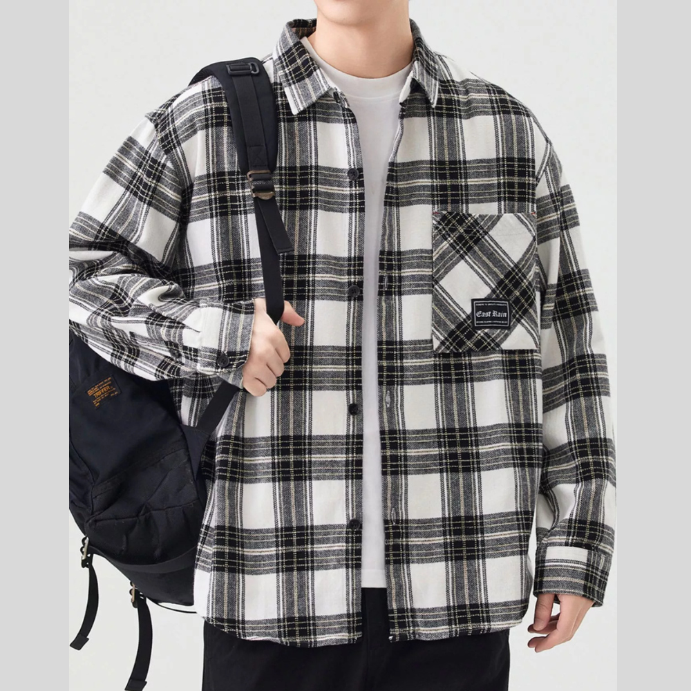 Men's Plus Size Casual Plaid Button Up Shirt