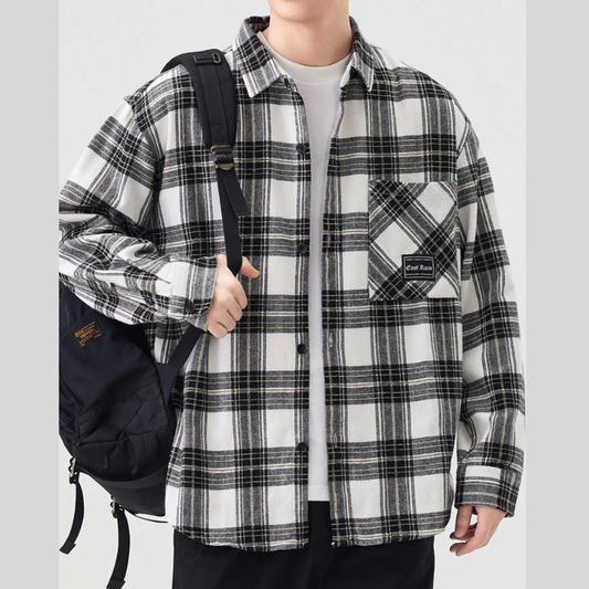 Men's Plus Size Casual Plaid Button Up Shirt