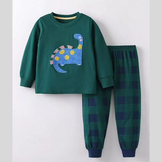 Children's Dinosaur Applique Long Sleeve Top and Pants Set