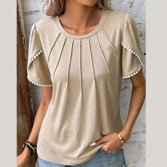 Full Size Round Neck Petal Sleeve Blouse Plus Size