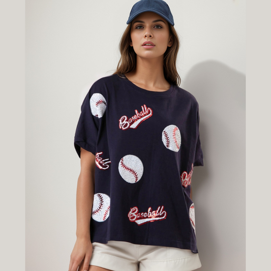 Baseball Round Neck Half Sleeve T-Shirt