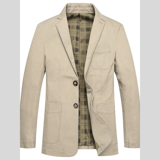 Men's Plus Size Casual Button Up Blazer with Plaid Lining