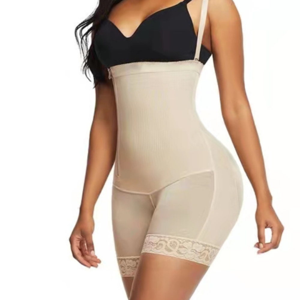 Full Size Lace Detail Tummy Control Shaping Romper Plus Size