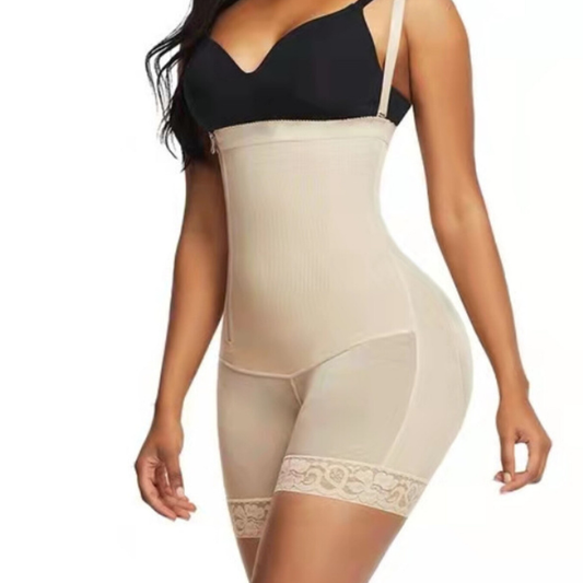 Full Size Lace Detail Tummy Control Shaping Romper Plus Size