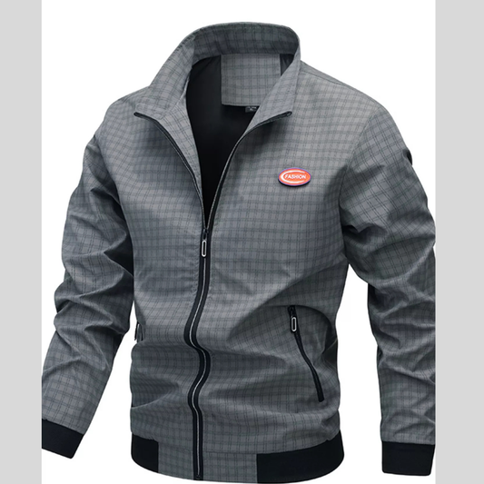 Men's Plus Size Plaid Lightweight Zip-Up Jacket