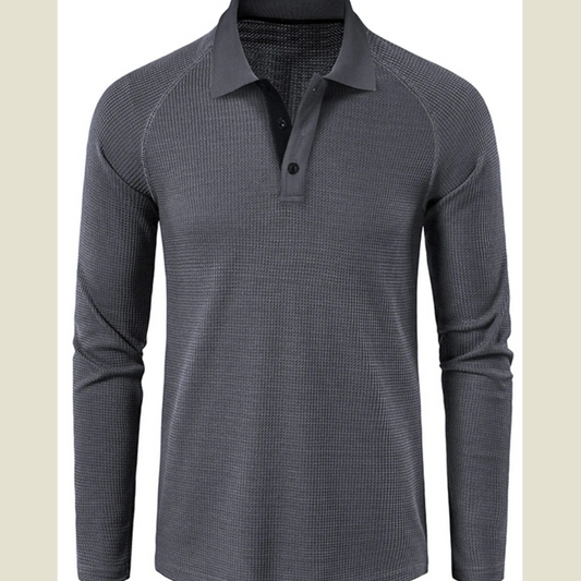Men's Long Sleeve Textured Polo