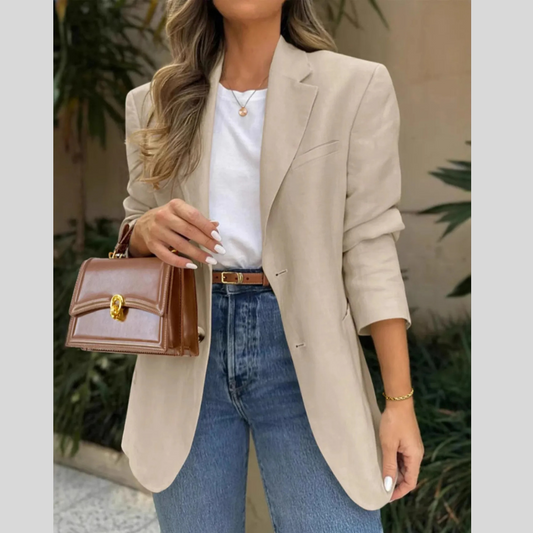 Pocketed Lapel Collar Long Sleeve Blazer